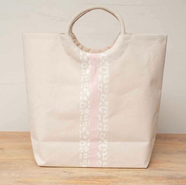 Leopard Stripe Shore Tote - Natural/Barely Pink/Soft White