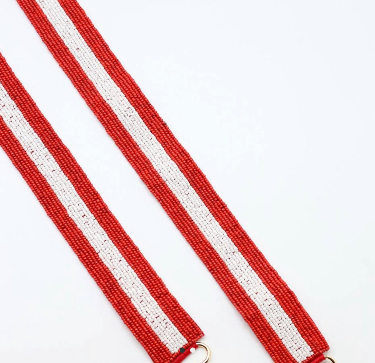 Red and White Stripe Beaded Purse Strap