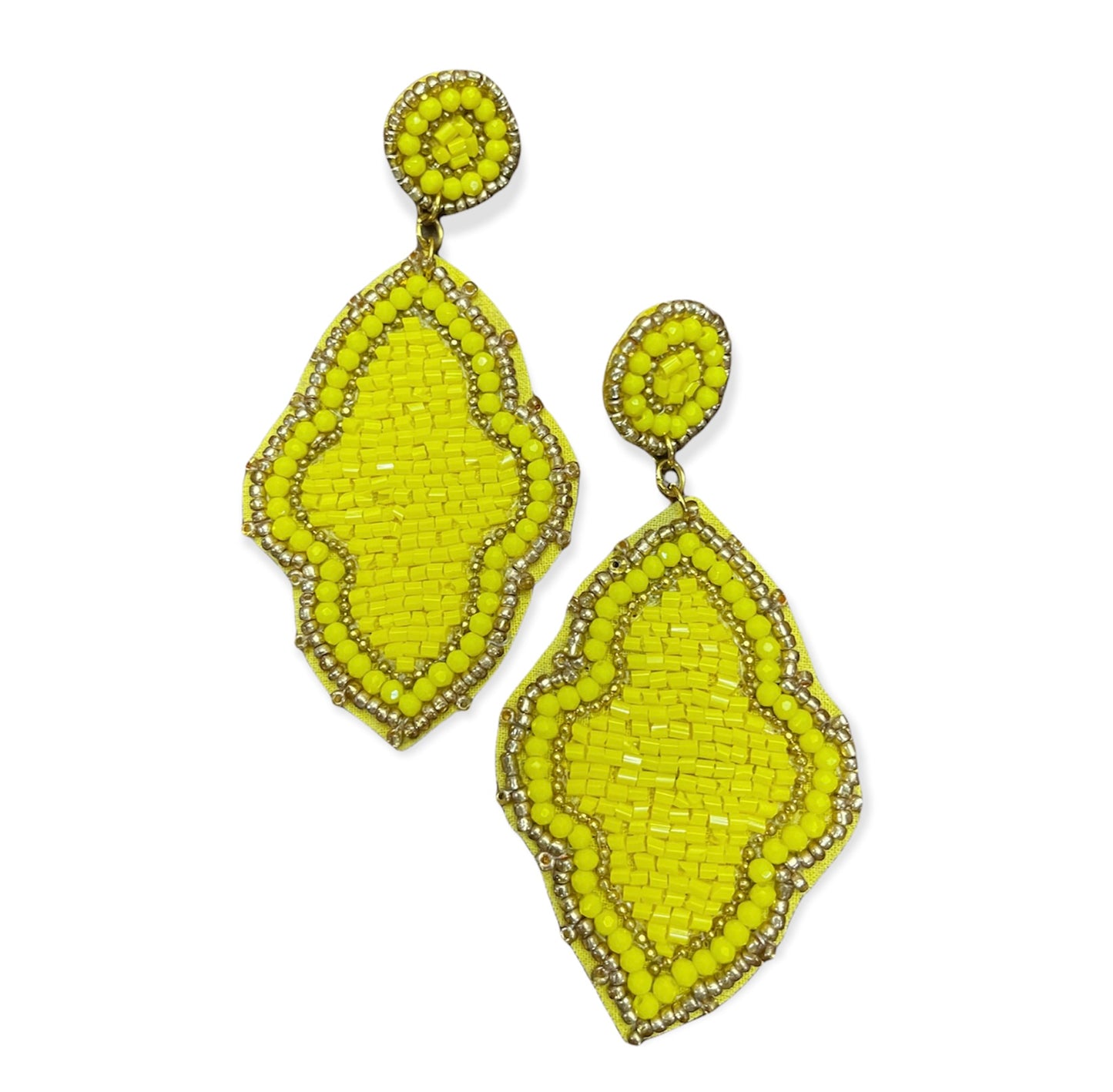 Moroccan Shaped Beaded Earrings - 3 colors