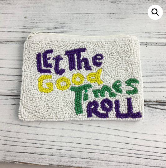 Beaded Let the Good Times Roll Coin Purse/Pouch