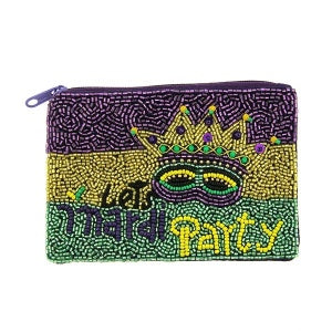 Let’s Mardi Party Seed Bead Coin Purse/Pouch