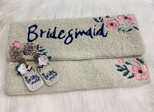 Cream and Floral Bridesmaid Clutch