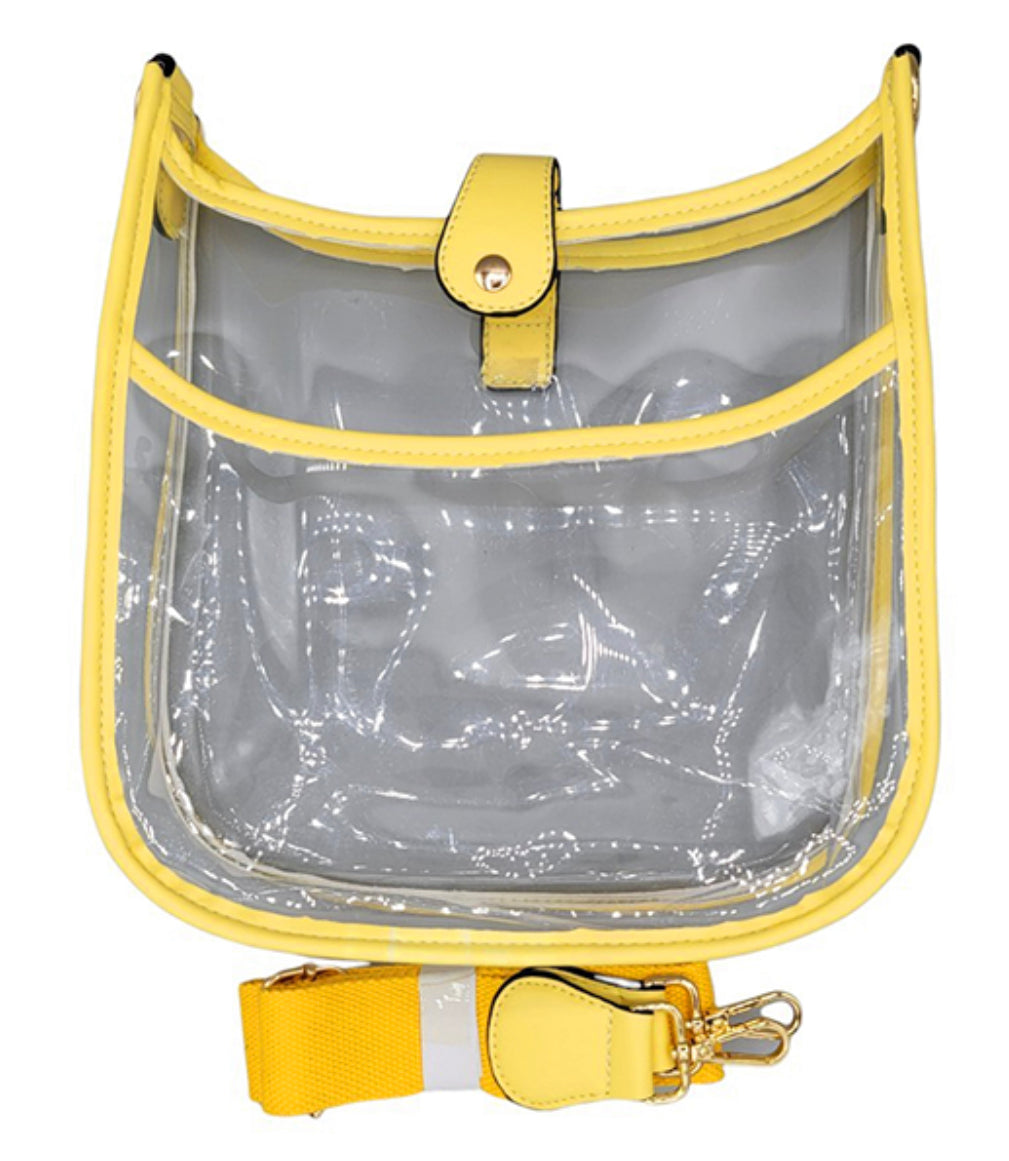 Clear Crossbody Purse with Yellow Trim
