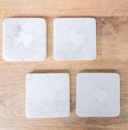 Texas Etched Coasters White 4x4 (Local Pick-Up Only)