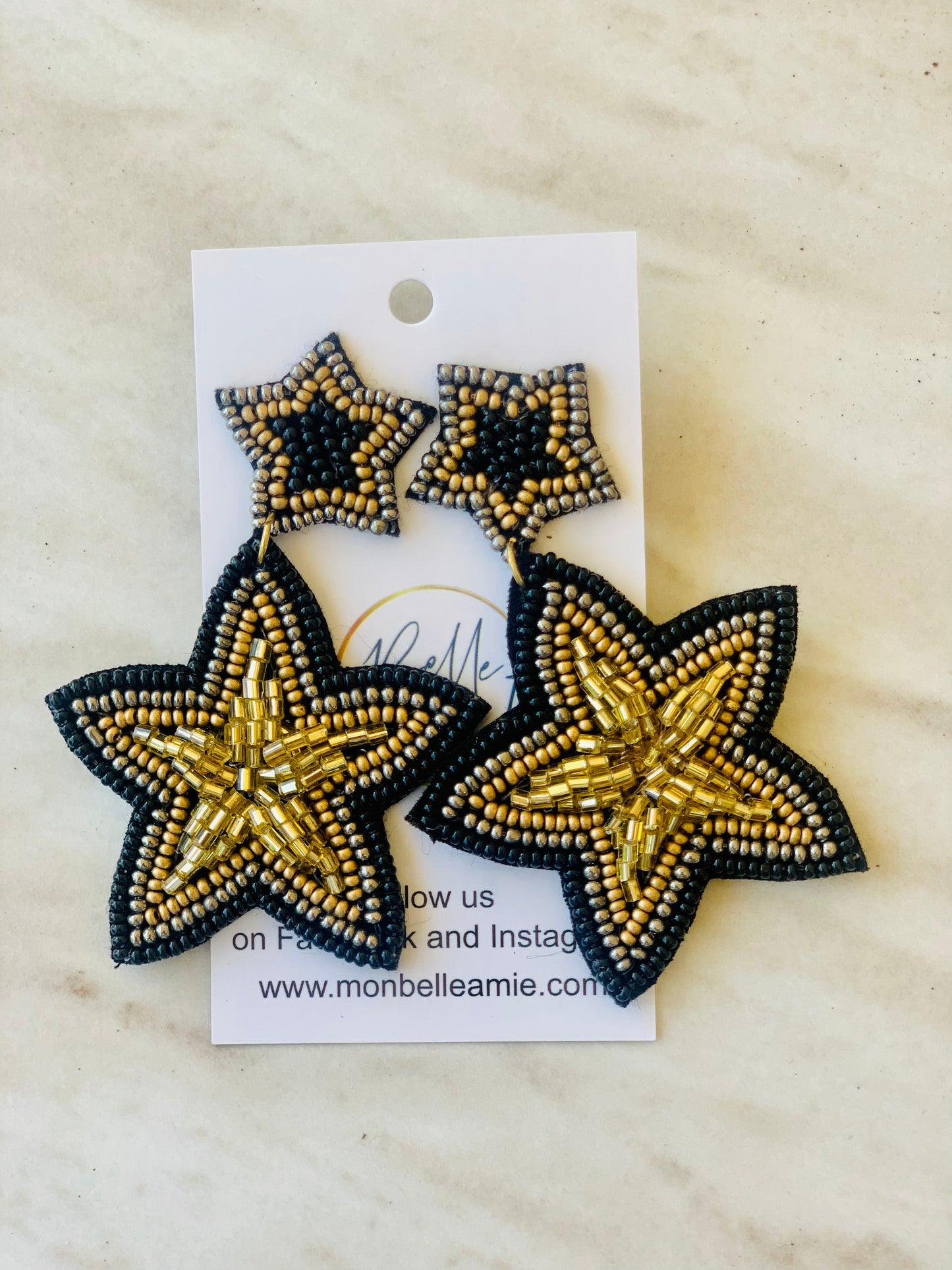 Kaylee Black and Gold Stars Earrings