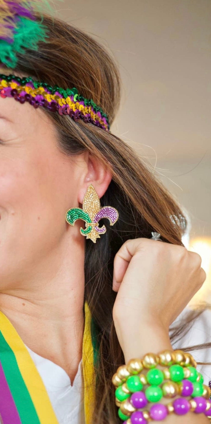Mardi Gras Fleur de Lis Stud Earrings