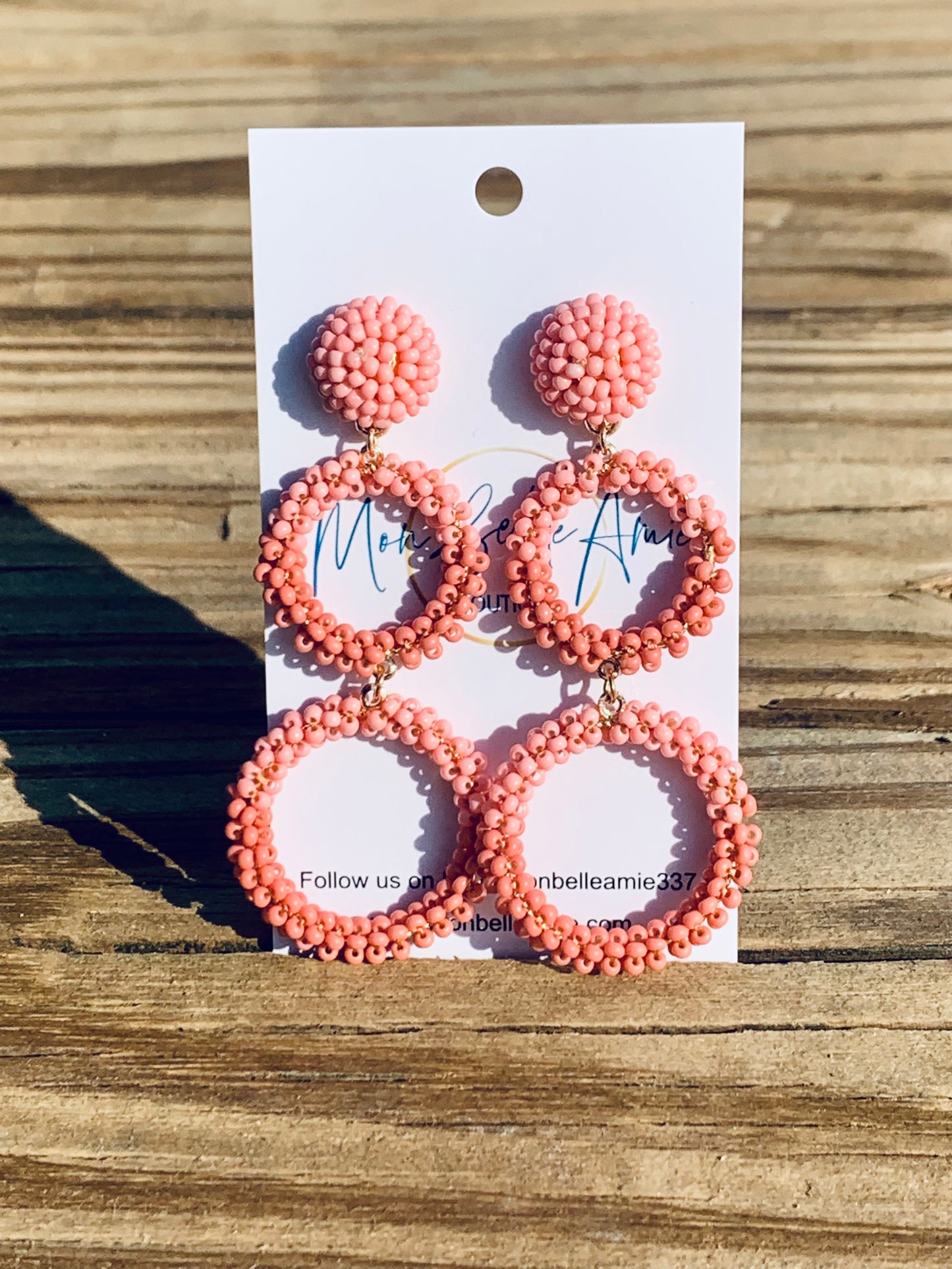Pink Mauve Circle Drop Earrings