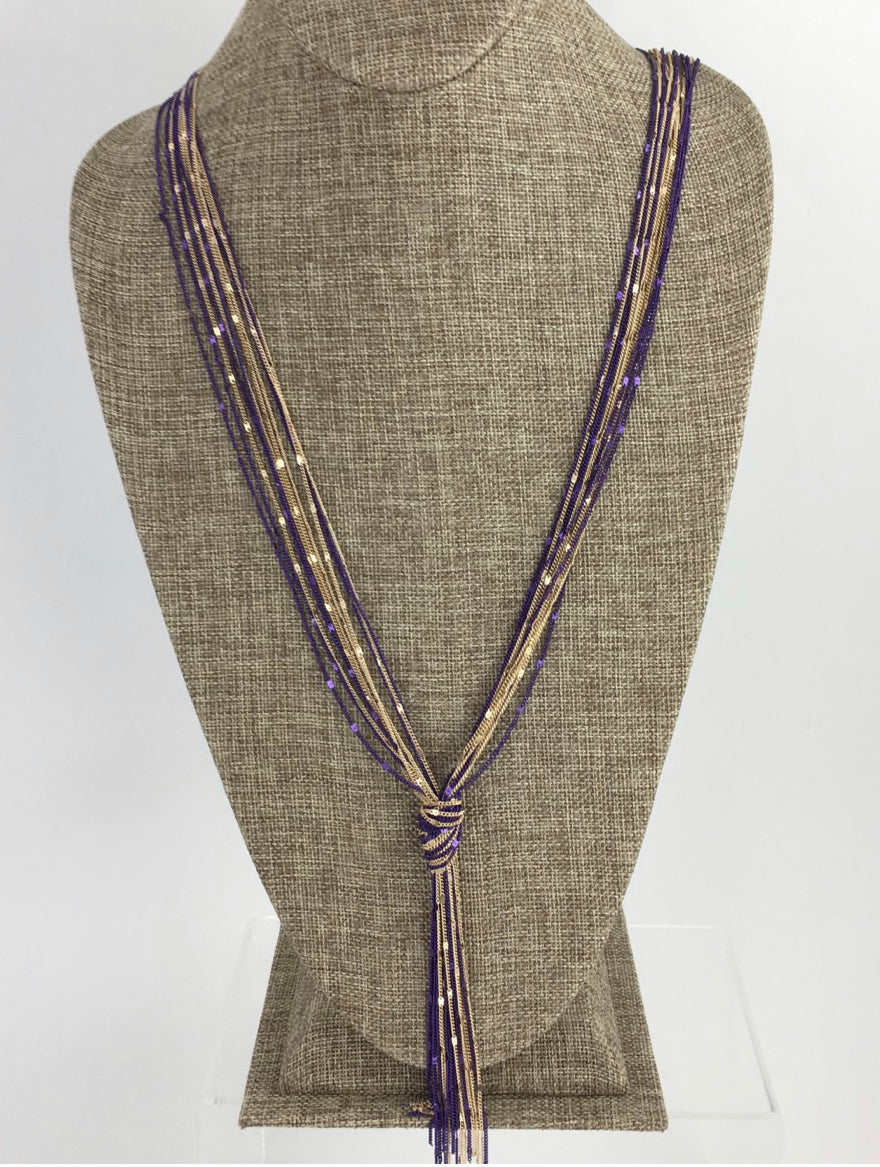 Long Knot Purple and Gold Necklaces