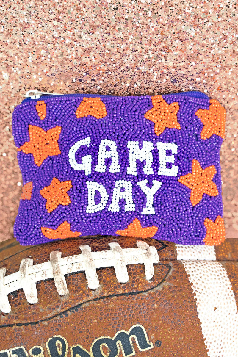 Purple & Orange Stars Game Day Coin Purse/Pouch