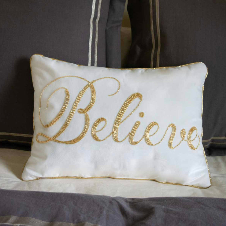 Believe Beaded Pillow - 14 x 20