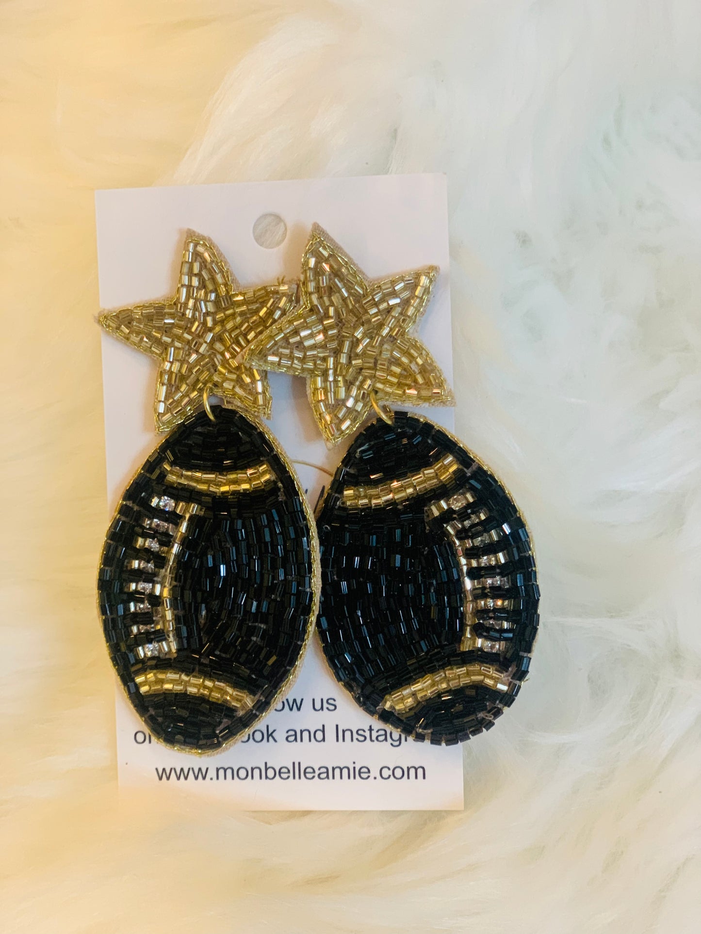 Black and Gold Football Earrings