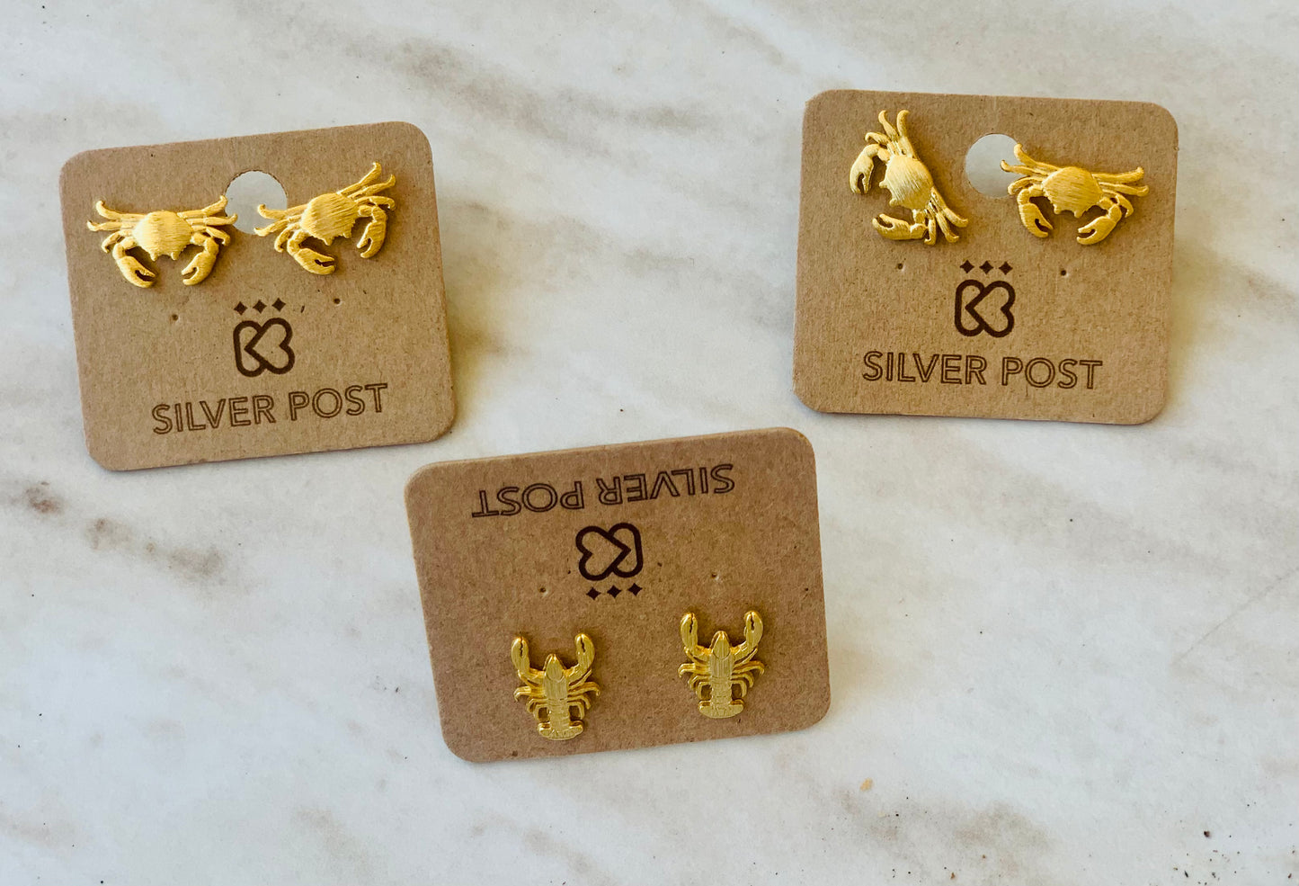Gold Crab Stud Earrings