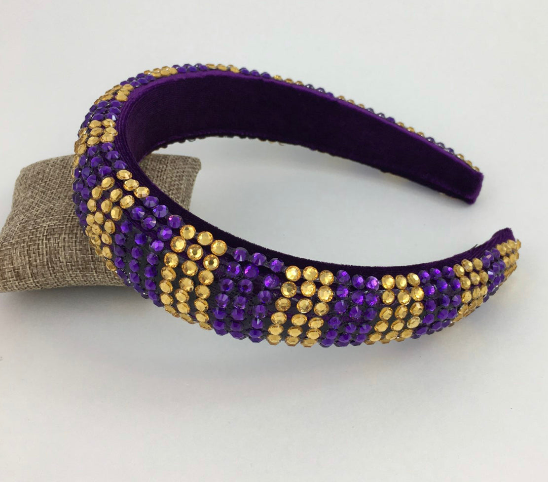 Purple and Gold Rhinestone Headband