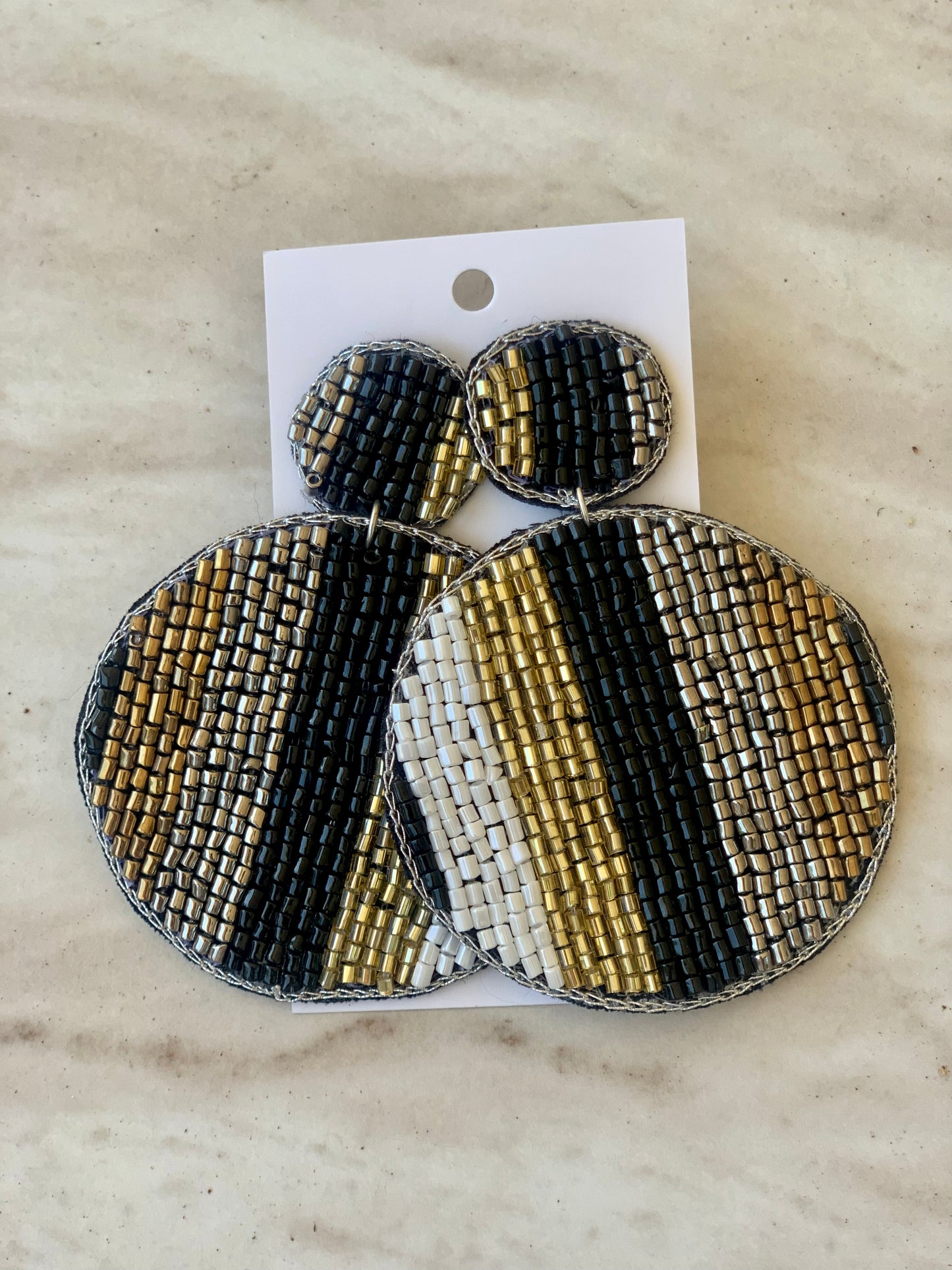 Kaylee Black and Gold Stripe Earrings