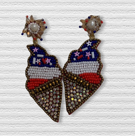 Red White and Blue Ice Cream Earrings