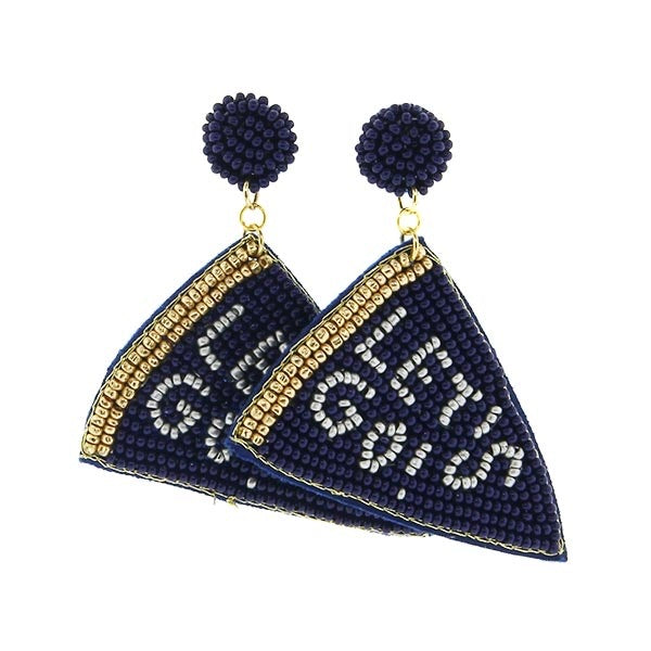 Let’s Go Pennant Earrings in Navy Blue and Silver