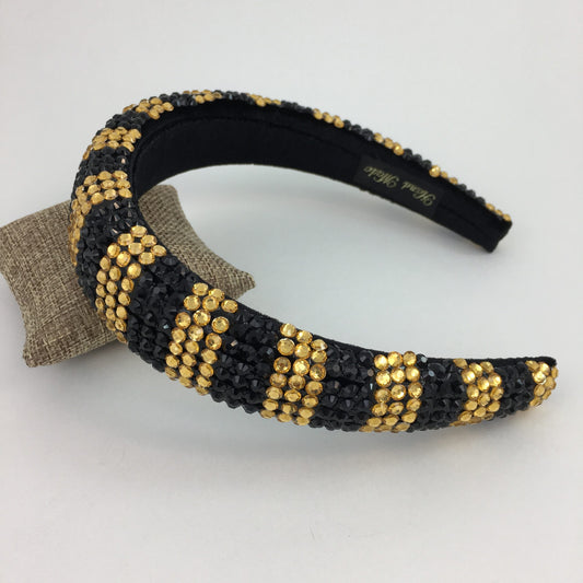 Black and Gold Rhinestone Headband