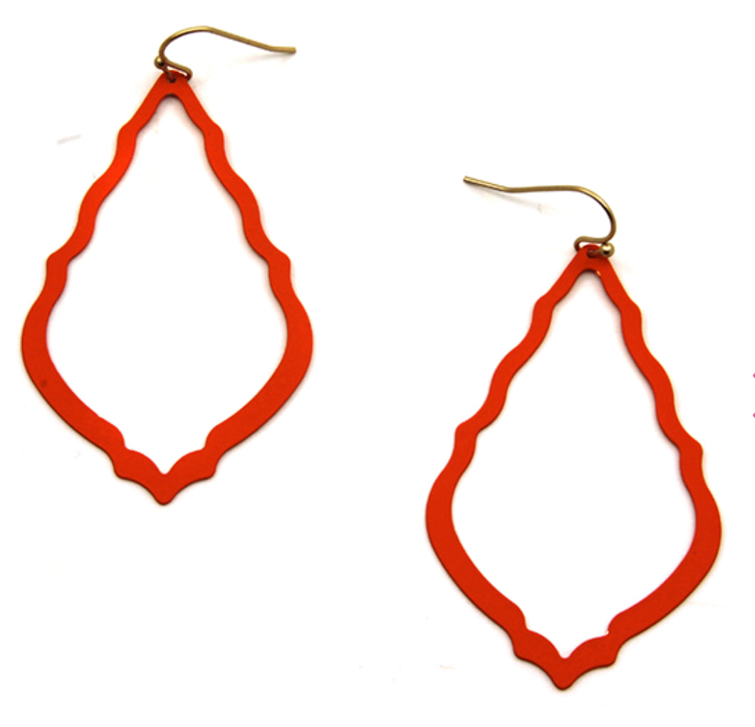 Orange teardrop shaped earrings