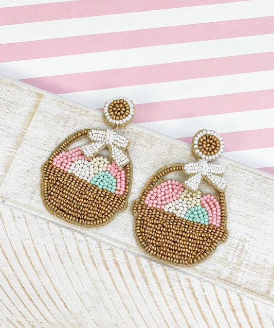 Easter Basket Beaded Dangle Earrings