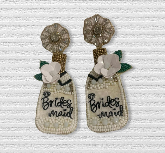 Bridesmaid Champagne Bottle Earrings