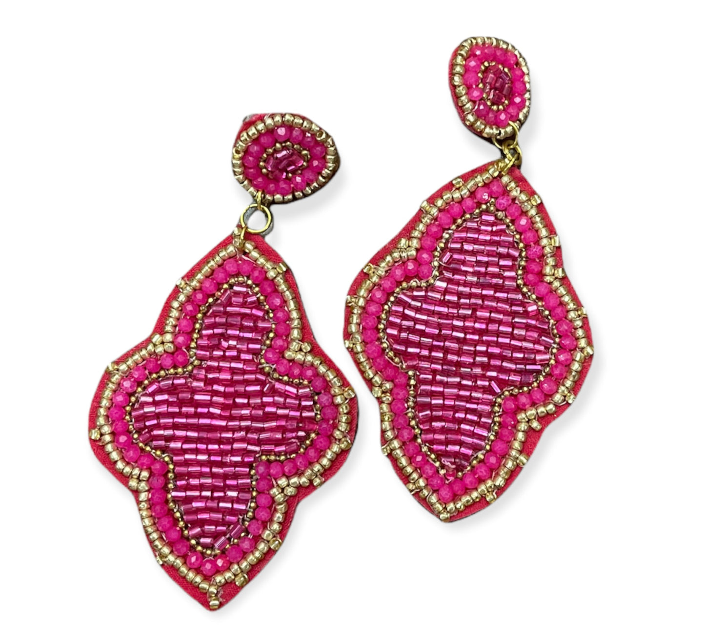 Moroccan Shaped Beaded Earrings - 3 colors