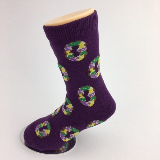 Kids Mardi Gras King Cake Socks